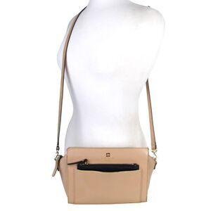 kate spade NY BEIGE GENUINE LEATHER SHOULDER BAG CROSSBODY HANDBAG CLUTCH PURSE